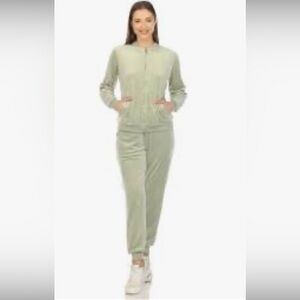 White Mark Light Green Velour Jacket and matching pants